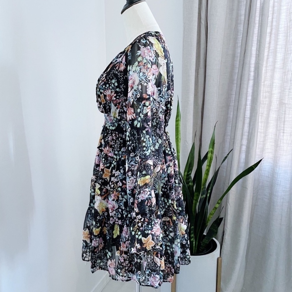 FREE PEOPLE Closer To The Heart Mini Black Floral Boho Dress XS - Picture 3 of 16